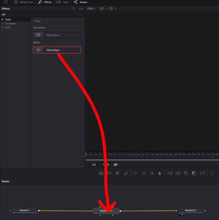 Apply Delta Keyer effect in Fusion tab – DaVinci Resolve